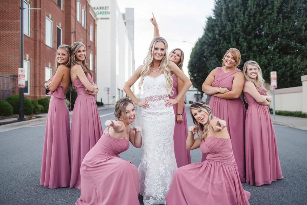 Bridal party at villa de l'amour in high point nc