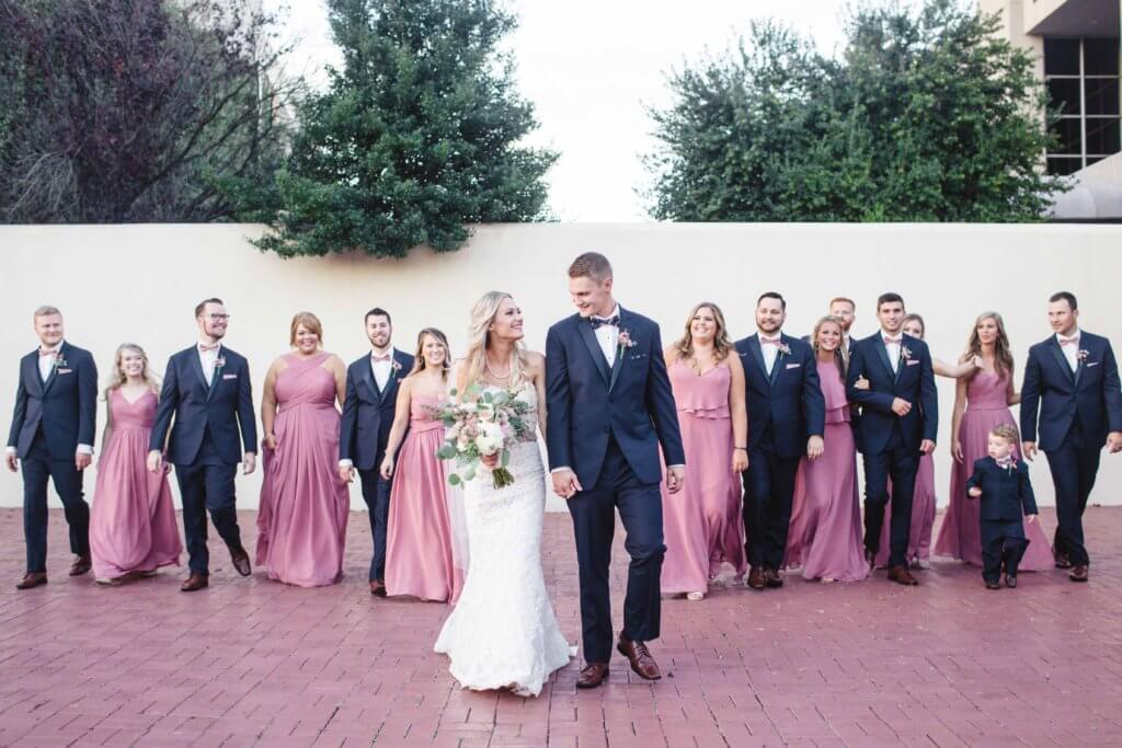 Bridal party at villa de l'amour in high point nc