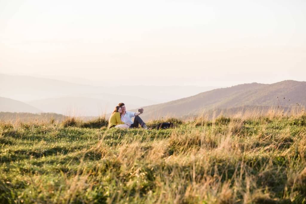 Engaged Couple on Max Patch Bald Mountain 