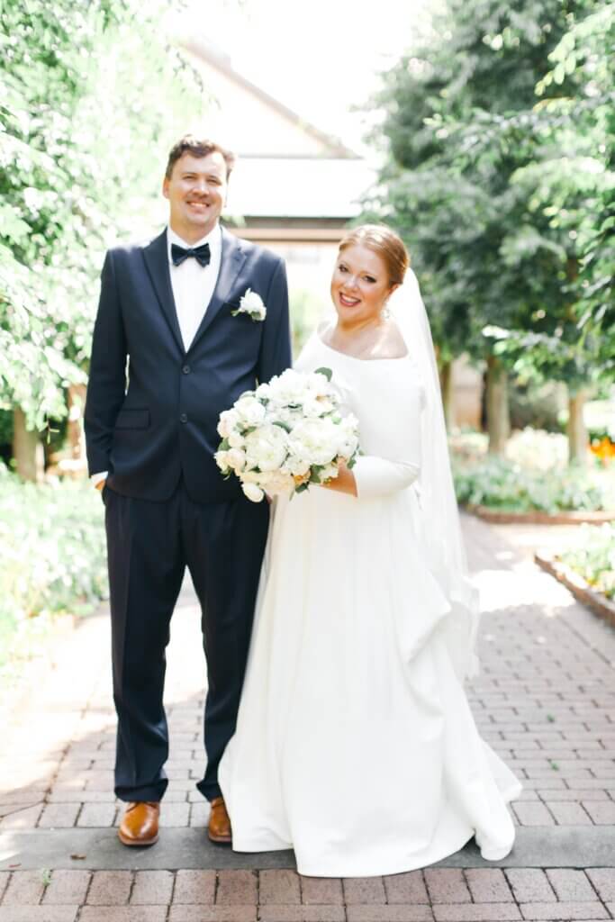 Bride and Groom at Ceiner Botanical Garden Kernersville, NC