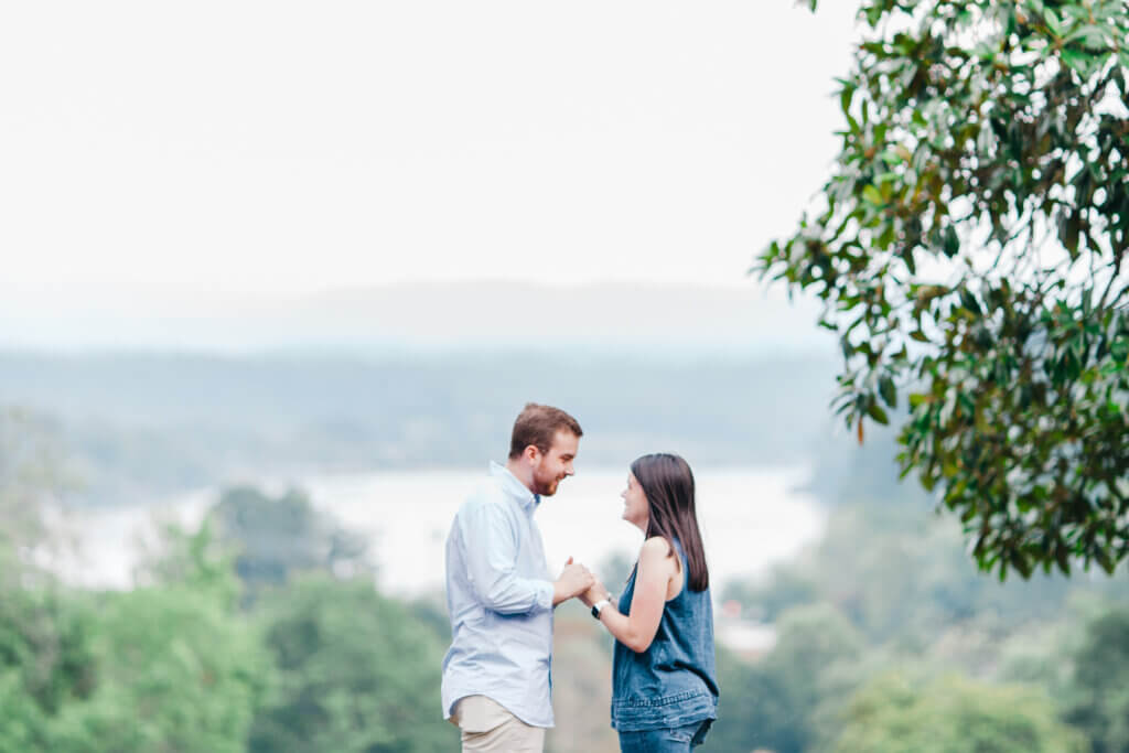 Man proposing to woman at Lakeshore Park Knoxville TN