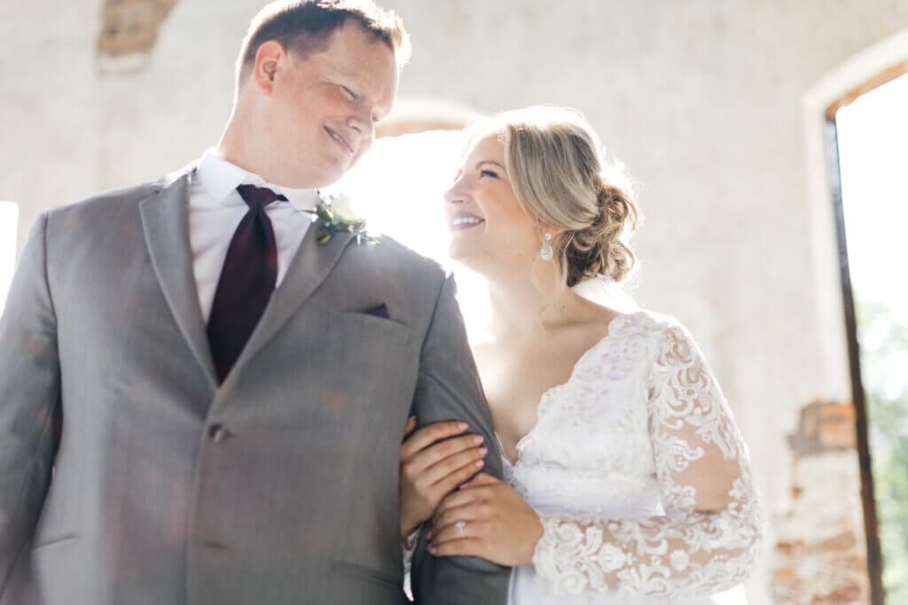 Bride and Groom at Providence Cotton Mill Wedding