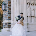 Bride and Groom at Duke Chapel Steps